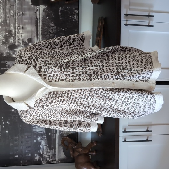 Abercrombie & Fitch Mens Brown/White Button Down Cardigan,XL. - Picture 1 of 12